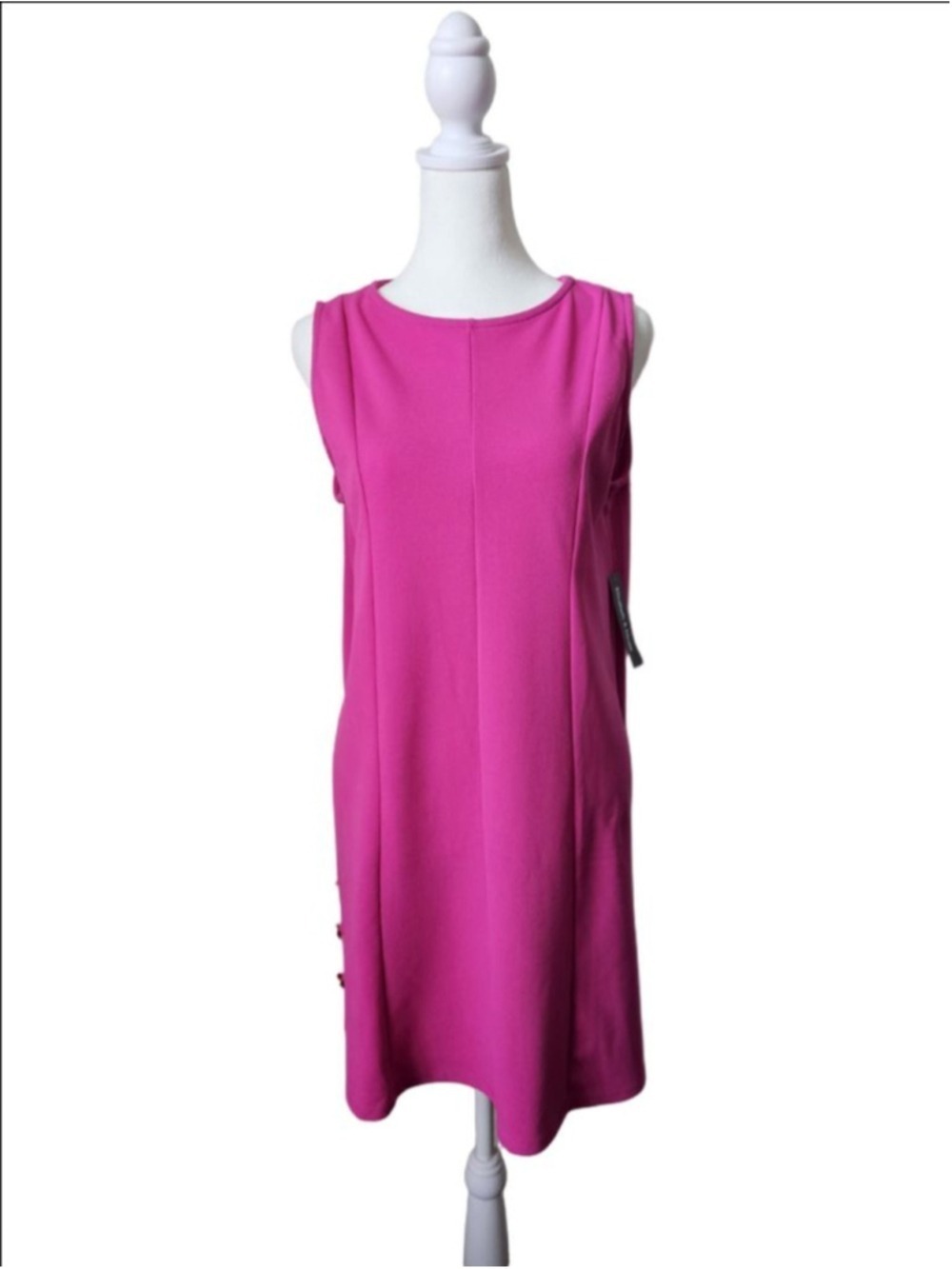 Women's Elizabeth & Nicco Pink Sleeveless Dress with Gold Buttons M